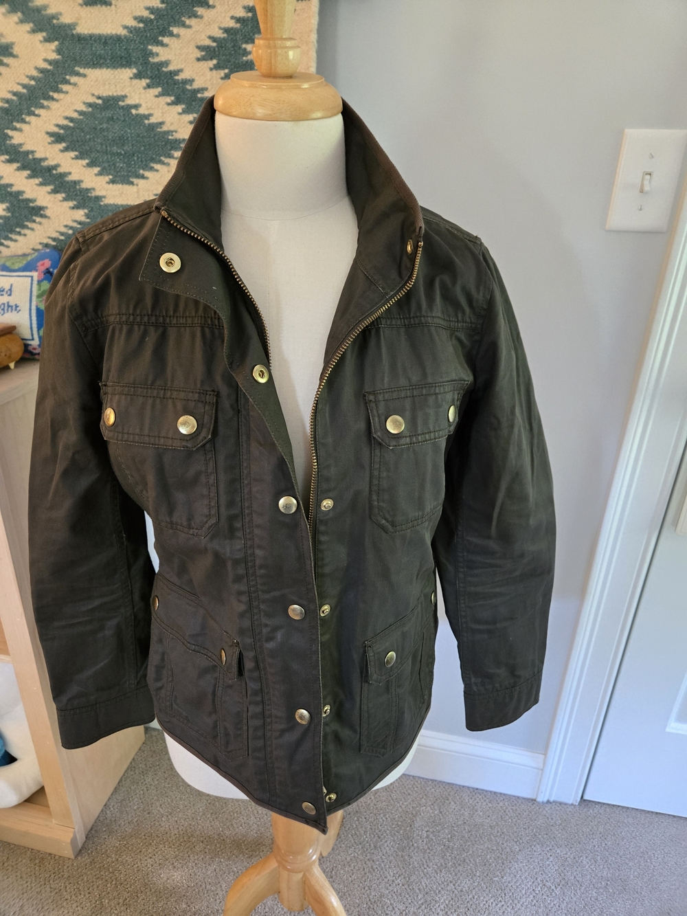 J. Crew Barn Chore Field Jacket Waxed Cotton Women's Size Medium Petite MP